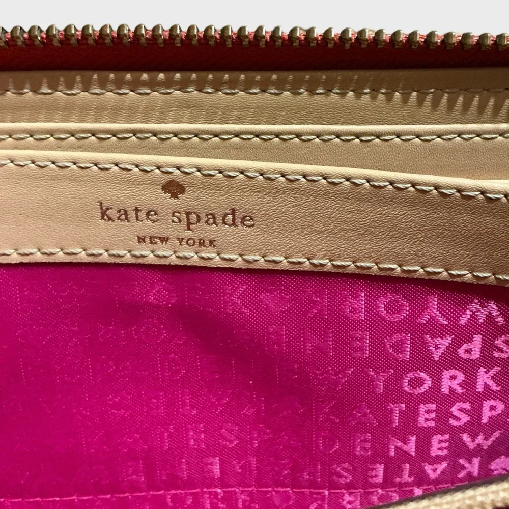 Kate Spade Wellesley Neda Zip Around Leather Continental Wallet Red Orange